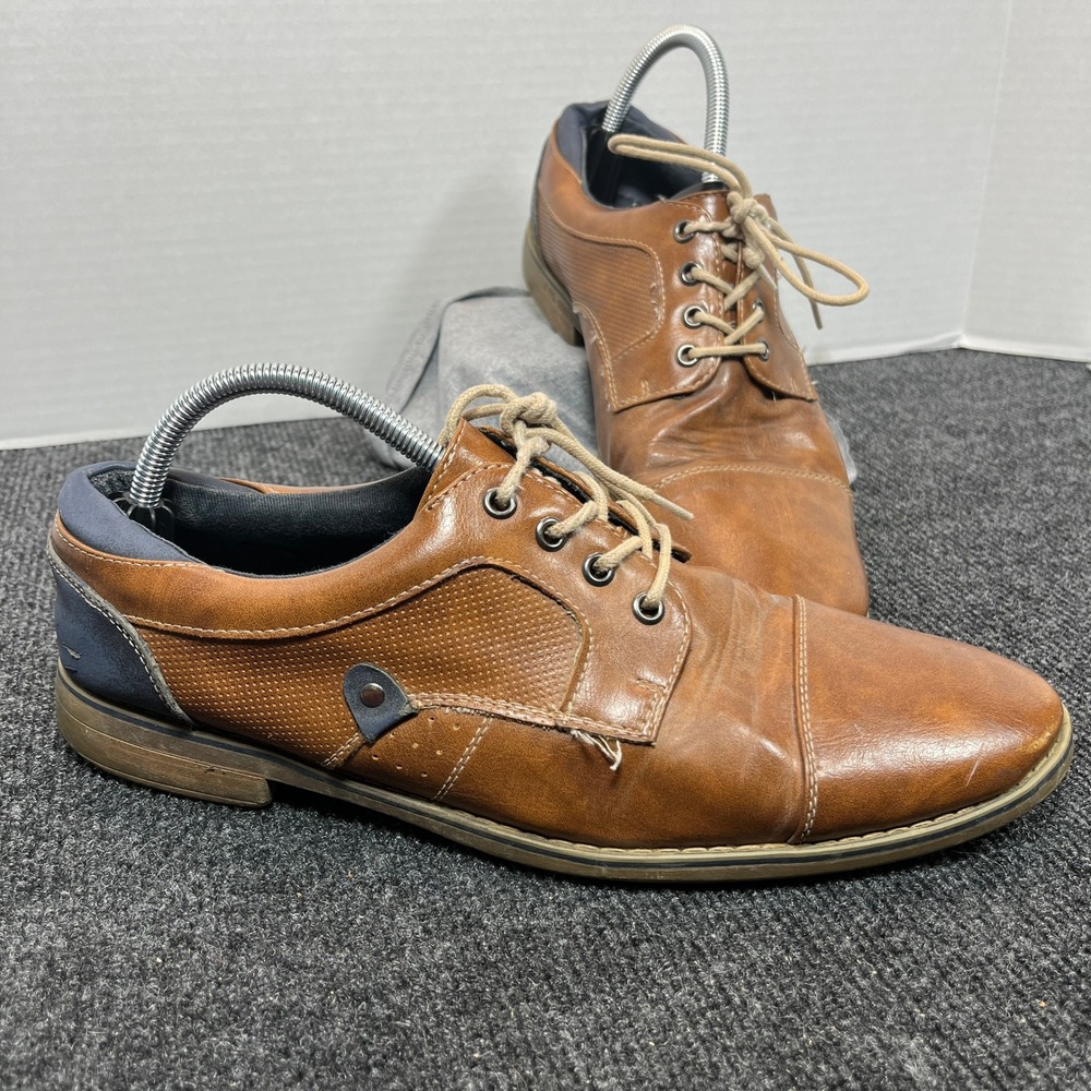 Restoration Cap Toe Oxford Mens 11 Brown Blue Dress Shoes Derby Academia Preppy